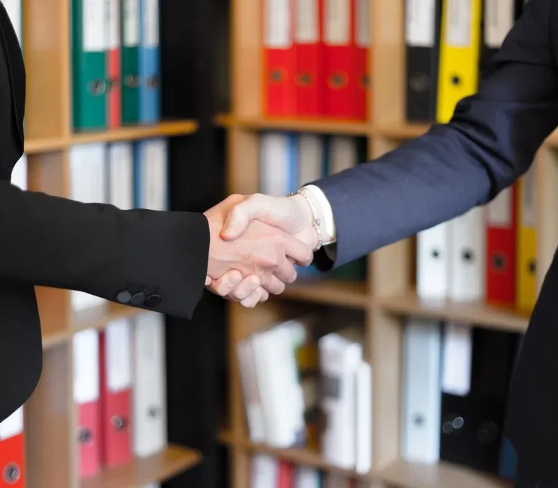 Two professionals shaking hands